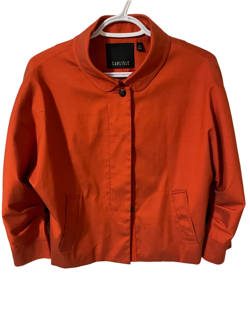 Carlisle Burnt Orange Silk Blend Crop Jacket Size 6